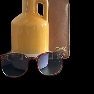 Trifari Sunglasses with Brown Leather Case.